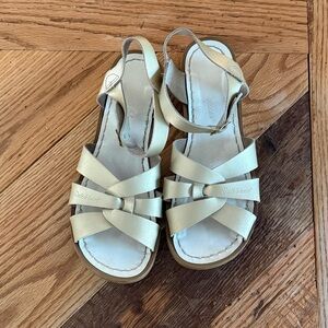 Salt Water size 6 (US size 7) Gold Leather Braided Slingback Sandals